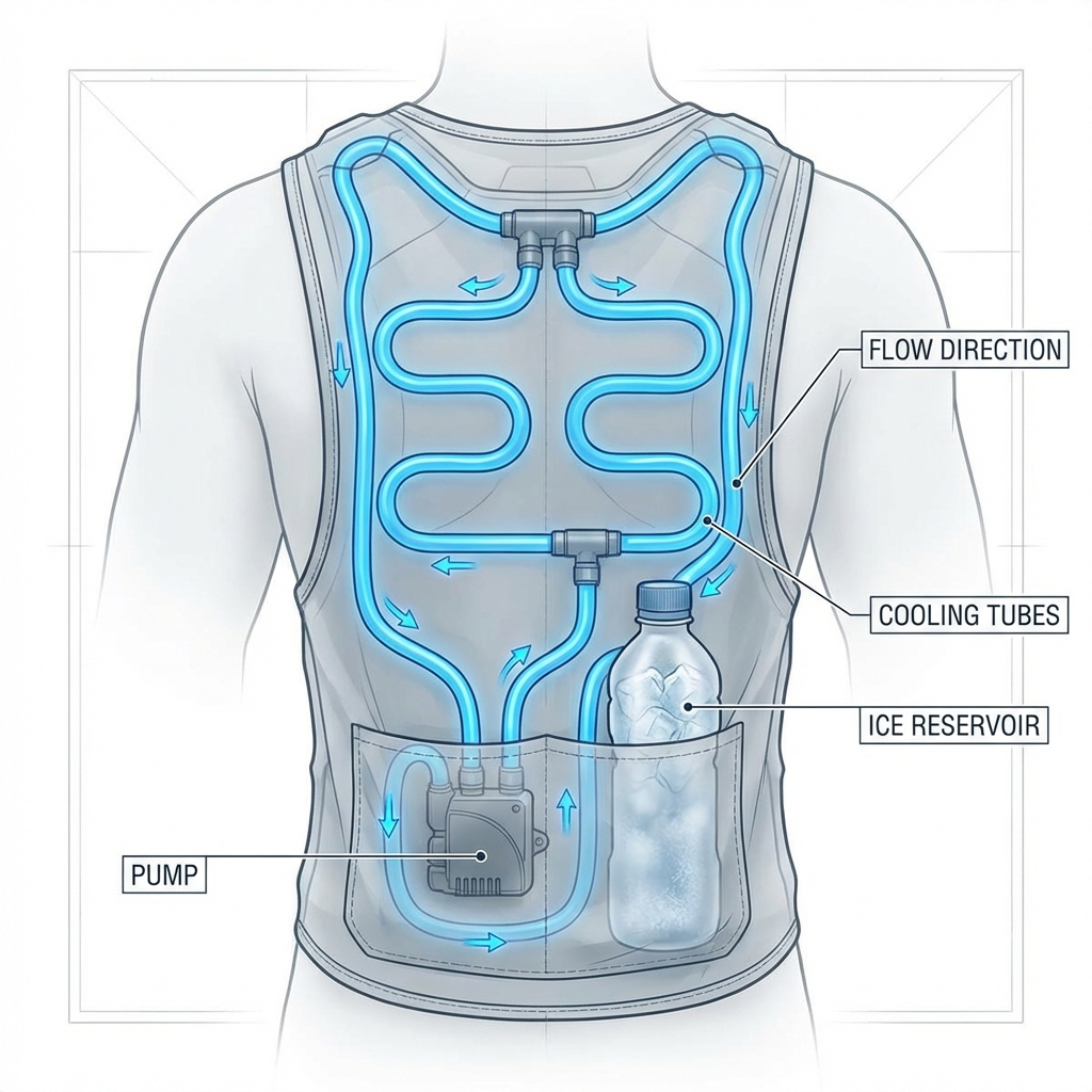 水冷服の循環システムイメージ