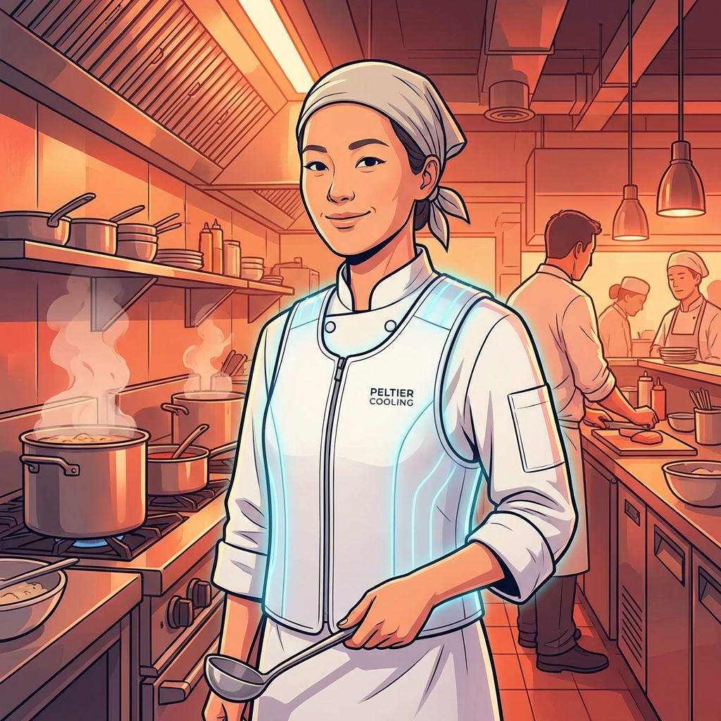 火場でも使えるペルチェベスト着用イメージ