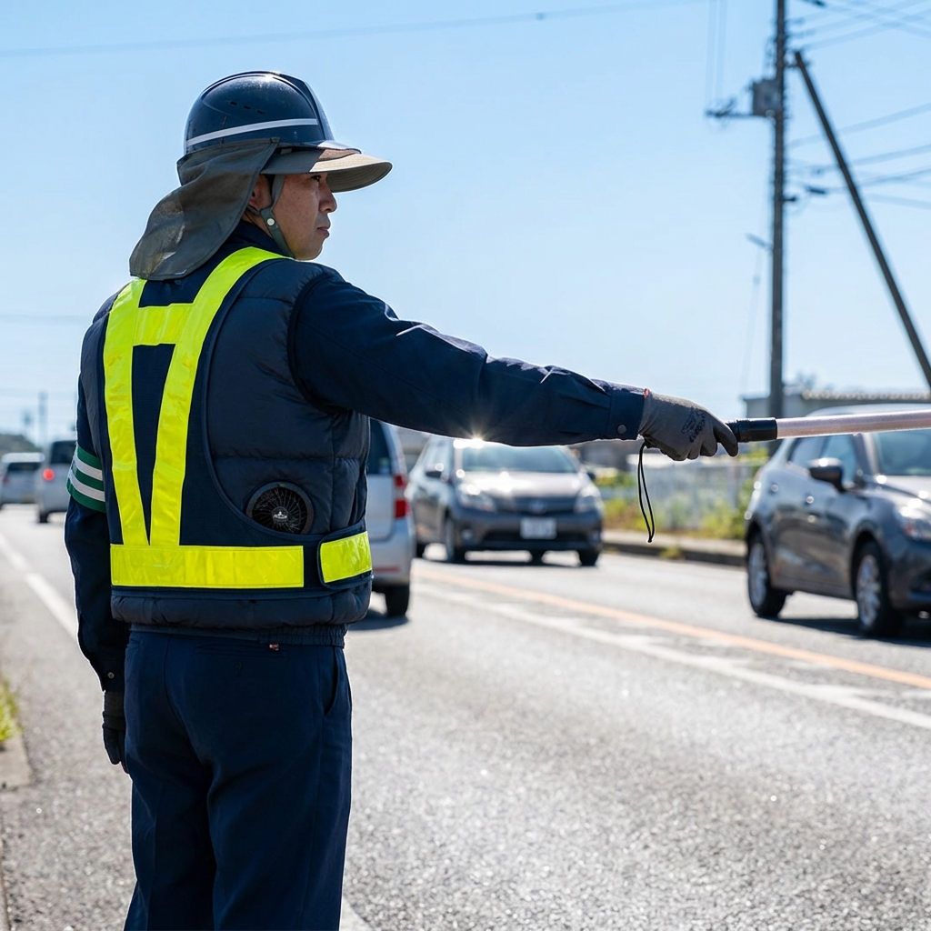 炎天下の交通誘導