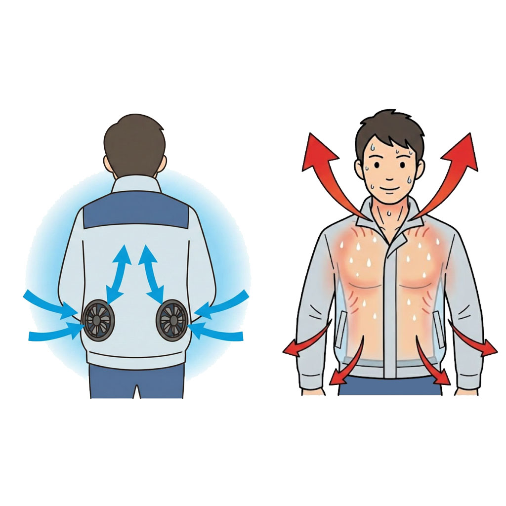 気化熱冷却と照り返しの関係